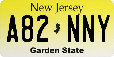 NJ license plate A82NNY