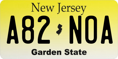 NJ license plate A82NOA