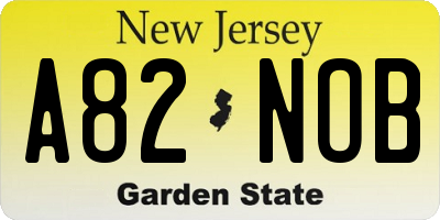 NJ license plate A82NOB