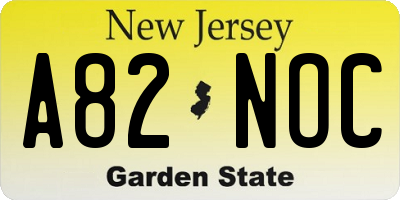 NJ license plate A82NOC