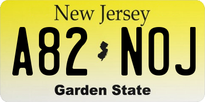 NJ license plate A82NOJ