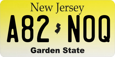NJ license plate A82NOQ