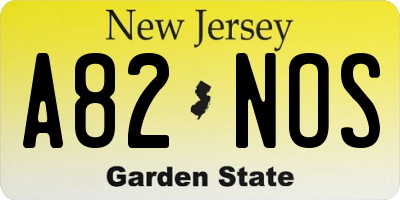 NJ license plate A82NOS