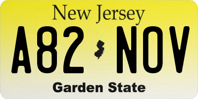 NJ license plate A82NOV