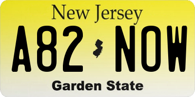 NJ license plate A82NOW