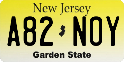 NJ license plate A82NOY