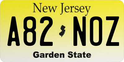NJ license plate A82NOZ