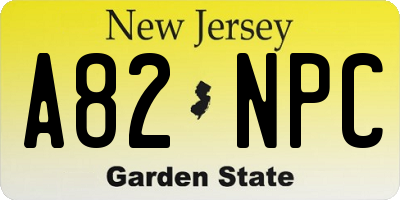 NJ license plate A82NPC