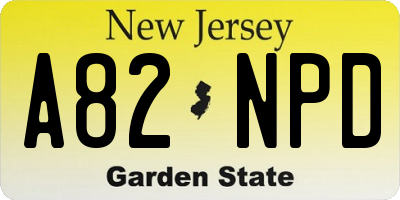 NJ license plate A82NPD