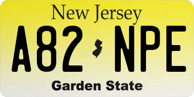 NJ license plate A82NPE