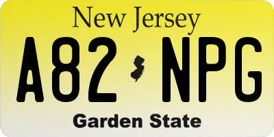 NJ license plate A82NPG