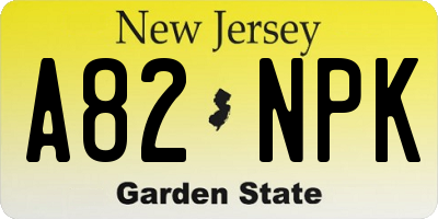 NJ license plate A82NPK