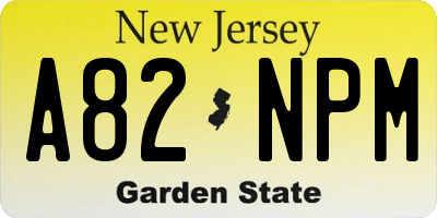 NJ license plate A82NPM