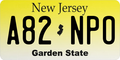 NJ license plate A82NPO