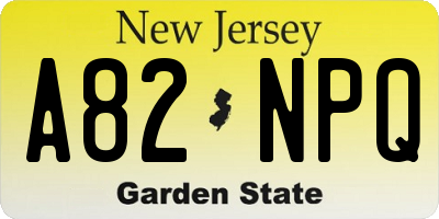 NJ license plate A82NPQ