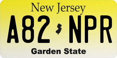 NJ license plate A82NPR