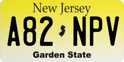 NJ license plate A82NPV