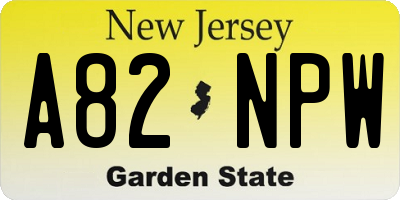 NJ license plate A82NPW