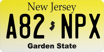 NJ license plate A82NPX