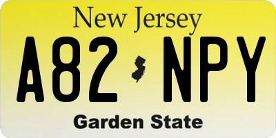 NJ license plate A82NPY
