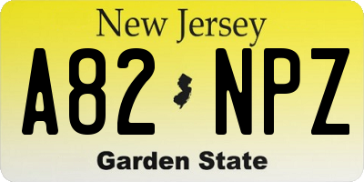 NJ license plate A82NPZ