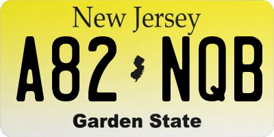 NJ license plate A82NQB