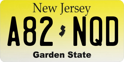 NJ license plate A82NQD