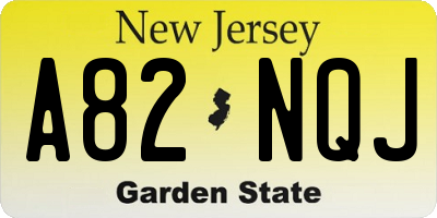NJ license plate A82NQJ