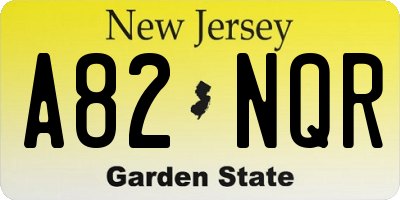 NJ license plate A82NQR