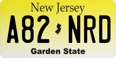 NJ license plate A82NRD