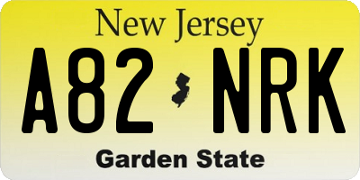 NJ license plate A82NRK