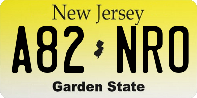 NJ license plate A82NRO
