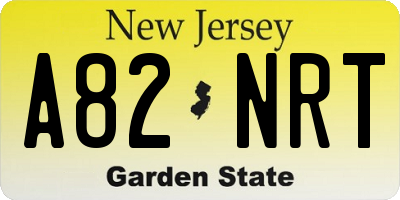 NJ license plate A82NRT