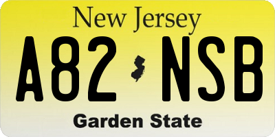 NJ license plate A82NSB