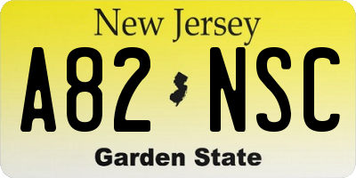 NJ license plate A82NSC