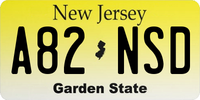 NJ license plate A82NSD