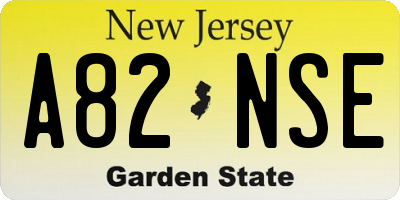 NJ license plate A82NSE