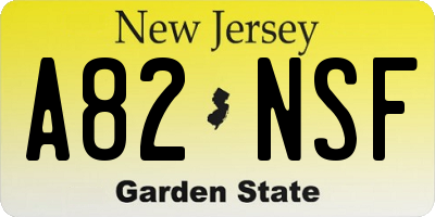 NJ license plate A82NSF