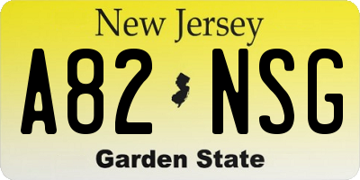 NJ license plate A82NSG