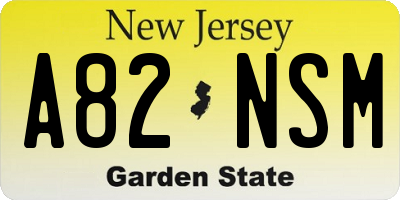 NJ license plate A82NSM