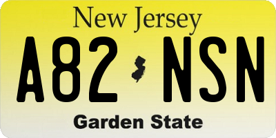 NJ license plate A82NSN