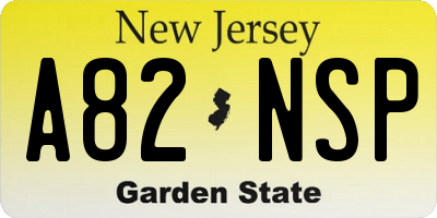 NJ license plate A82NSP