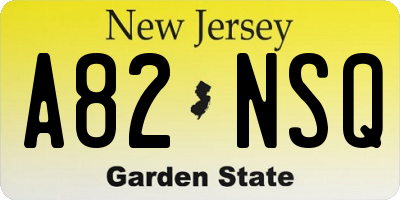 NJ license plate A82NSQ