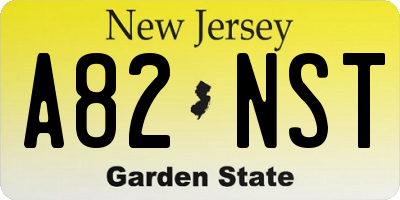 NJ license plate A82NST