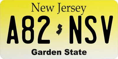 NJ license plate A82NSV