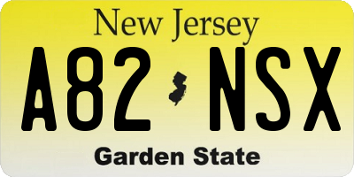 NJ license plate A82NSX
