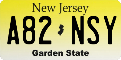 NJ license plate A82NSY