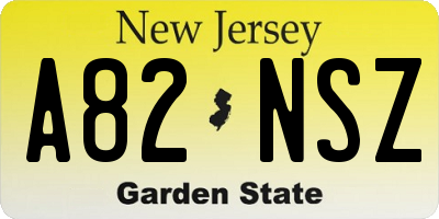 NJ license plate A82NSZ