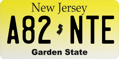 NJ license plate A82NTE