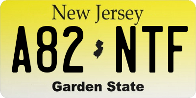 NJ license plate A82NTF